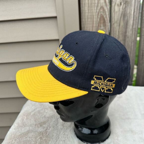 Vintage 90s Starter Michigan Wolverines Wool Snapback Hat Unisex Adult - Picture 2 of 9
